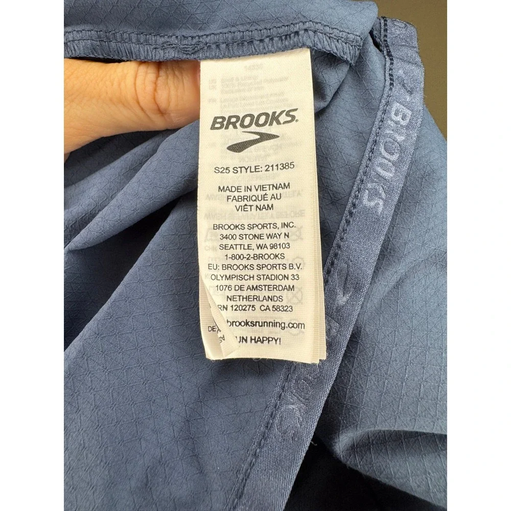 Brooks Canopy Running Jacket Mens XL Navy Blue Windbreaker Hooded 211385